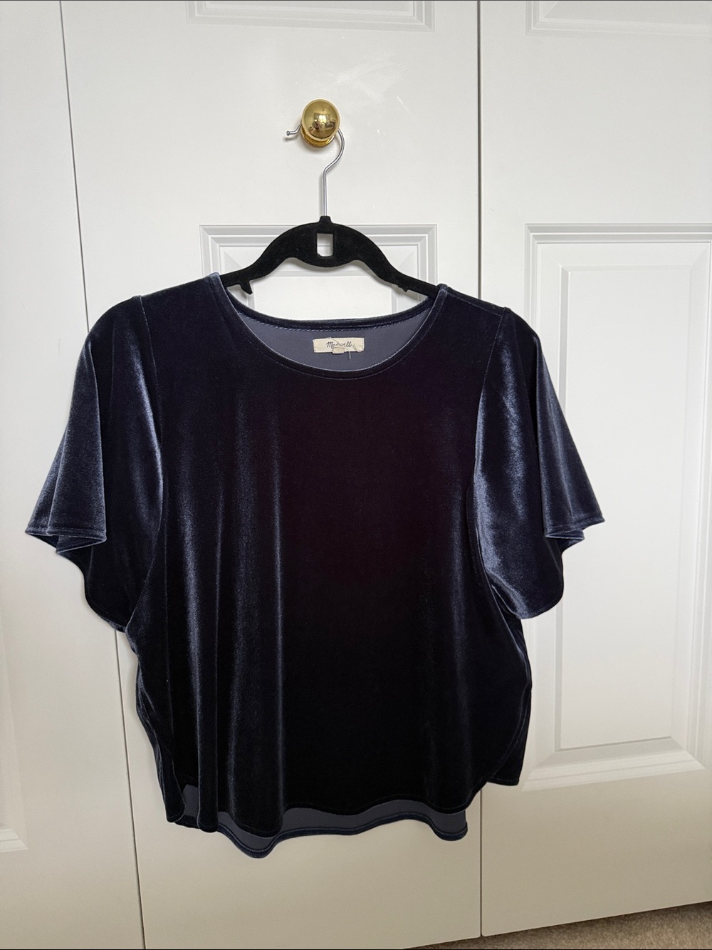 Madewell Velvet Short Sleeve Tee in Deep Navy